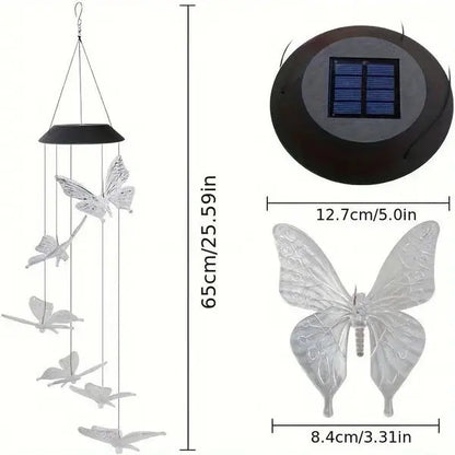 Solar Wind Chimes Outdoor Waterproof, LED Color Changing Butterfly, Dragonfly, Hummingbird Lights, Perfect for Garden vanistore-store