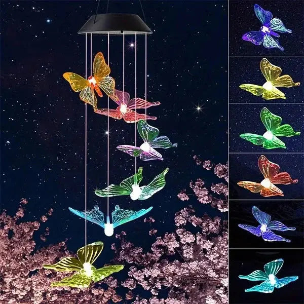 Solar Wind Chimes Outdoor Waterproof, LED Color Changing Butterfly, Dragonfly, Hummingbird Lights, Perfect for Garden vanistore-store