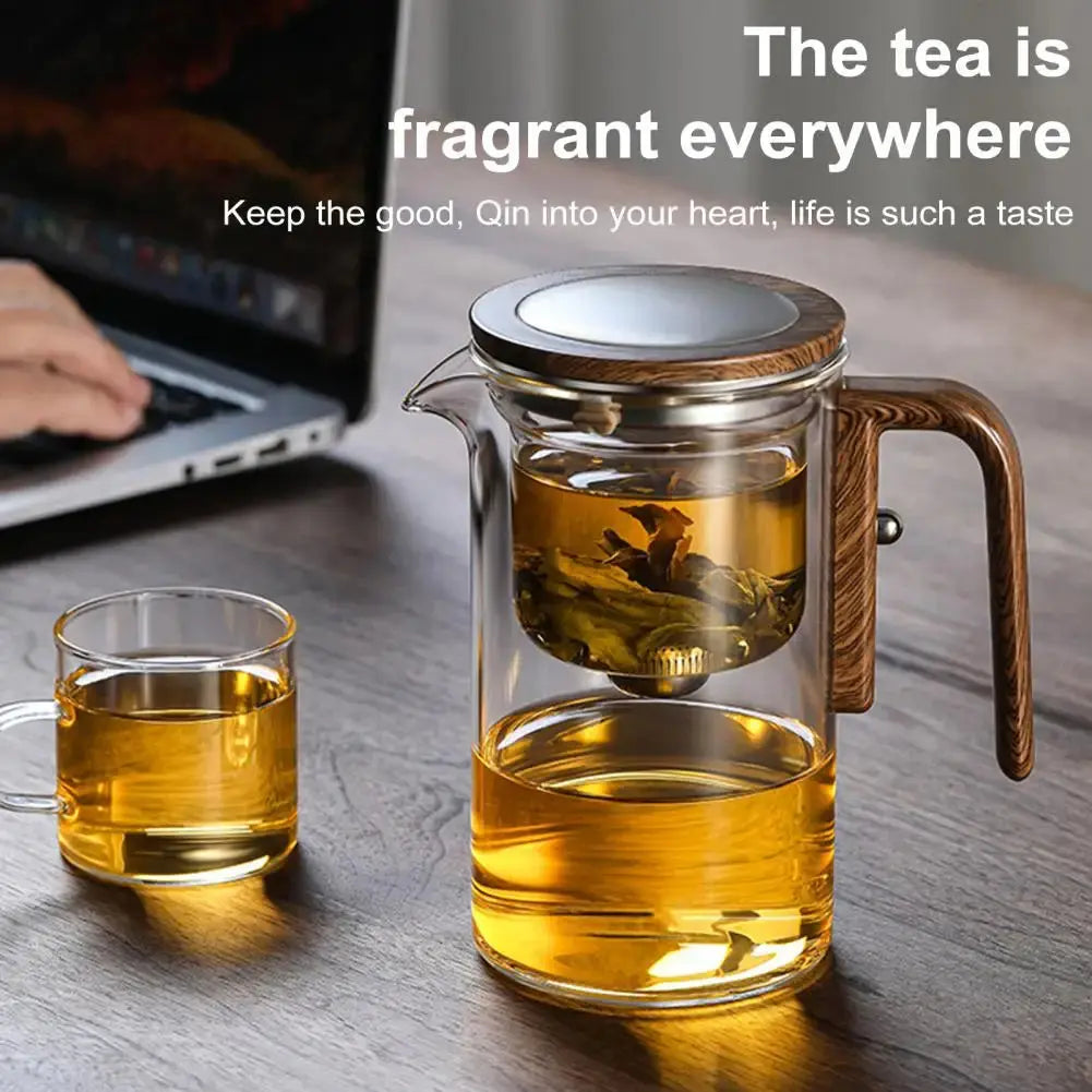 Borosilicate Glass Teapot with Removable Infuser and Wooden Handle, Drip-Free Spout Veldora