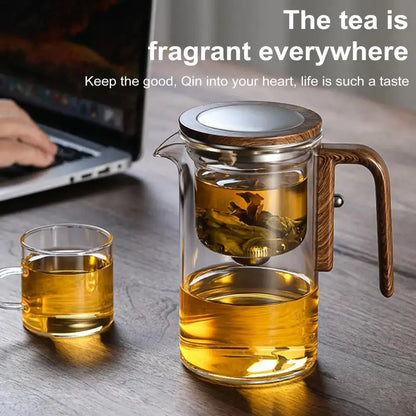 Borosilicate Glass Teapot with Removable Infuser and Wooden Handle, Drip-Free Spout Veldora