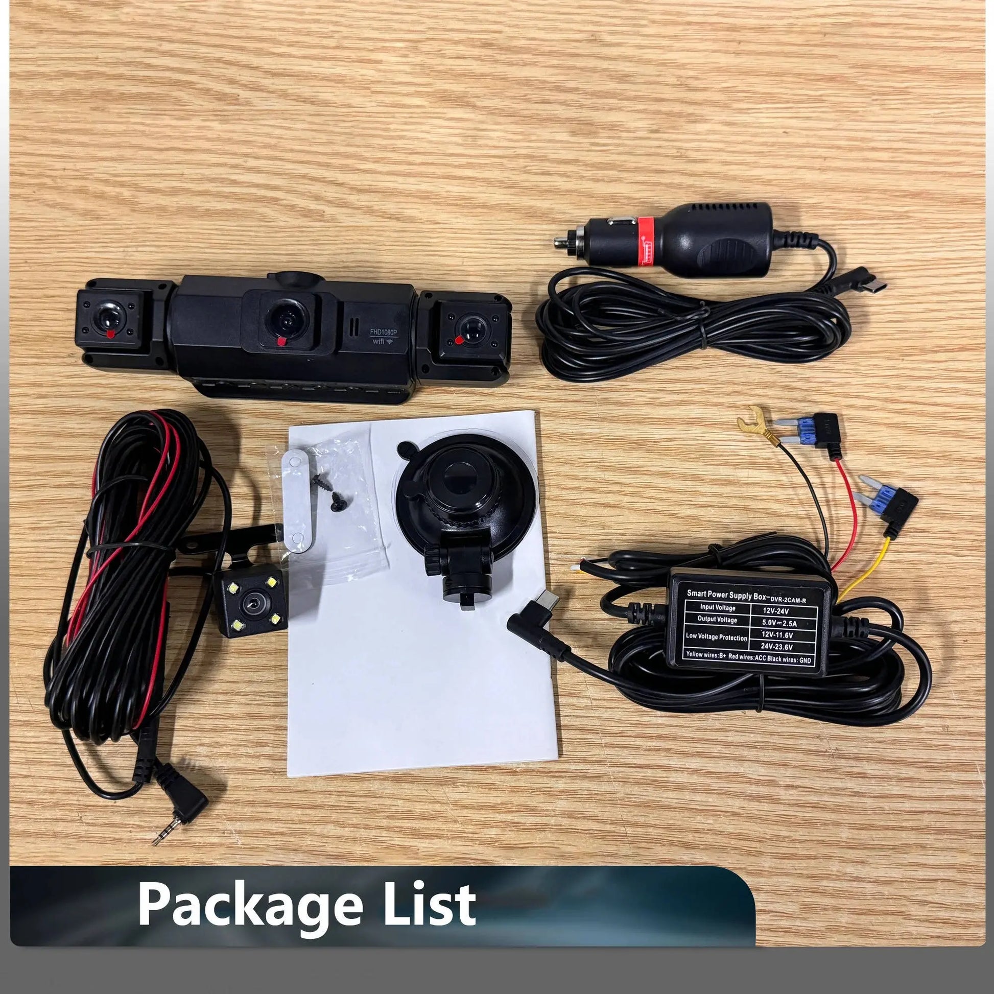 Four-Channel Dash Cam with Night Vision and WiFi App Live View, Front 1080P 170° Veldora