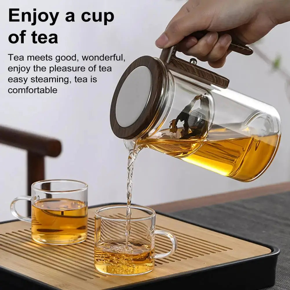 Borosilicate Glass Teapot with Removable Infuser and Wooden Handle, Drip-Free Spout Veldora