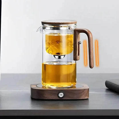 Borosilicate Glass Teapot with Removable Infuser and Wooden Handle, Drip-Free Spout Veldora