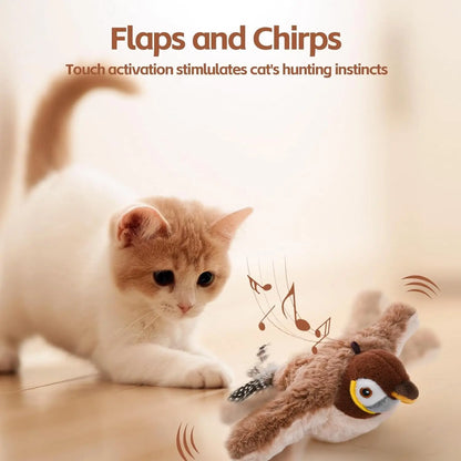 Interactive Cat Toy with Motion-Activated Chirps and Feather Tail, USB Rechargeable Veldora