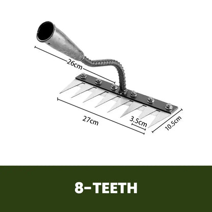 Rake Head with Carbon Steel Tines and Interchangeable Mount for Standard Wooden Poles Veldora