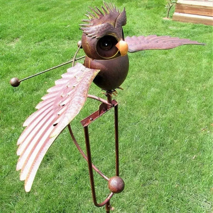 Garden Bird Sculpture with Lifelike Flapping Wings and Ground Stake Mount Veldora