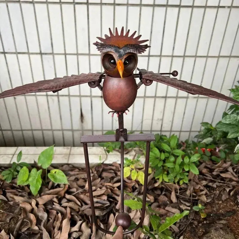 Garden Bird Sculpture with Lifelike Flapping Wings and Ground Stake Mount Veldora