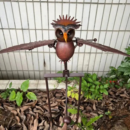Garden Bird Sculpture with Lifelike Flapping Wings and Ground Stake Mount Veldora