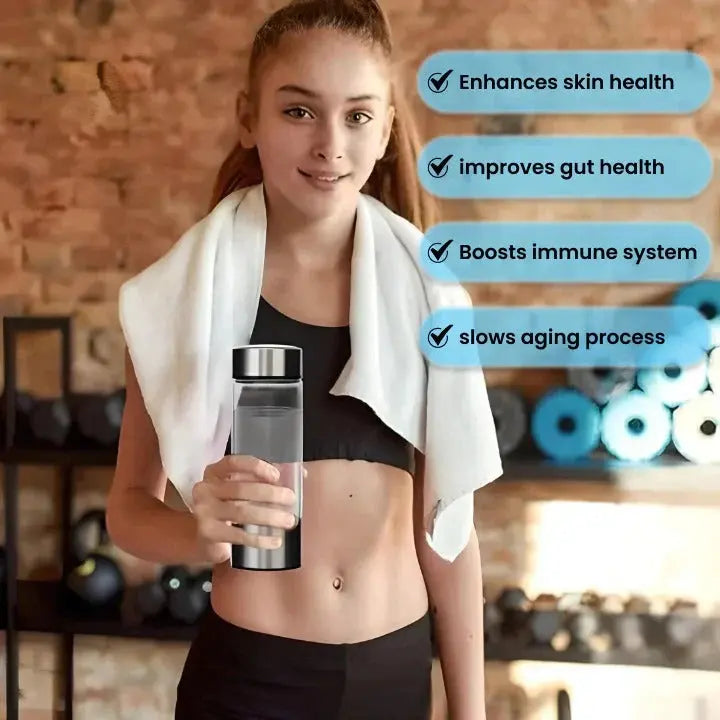 Portable Hydrogen Water Bottle with USB Electrolyzer and One-Button Operation, 300 ml Veldora