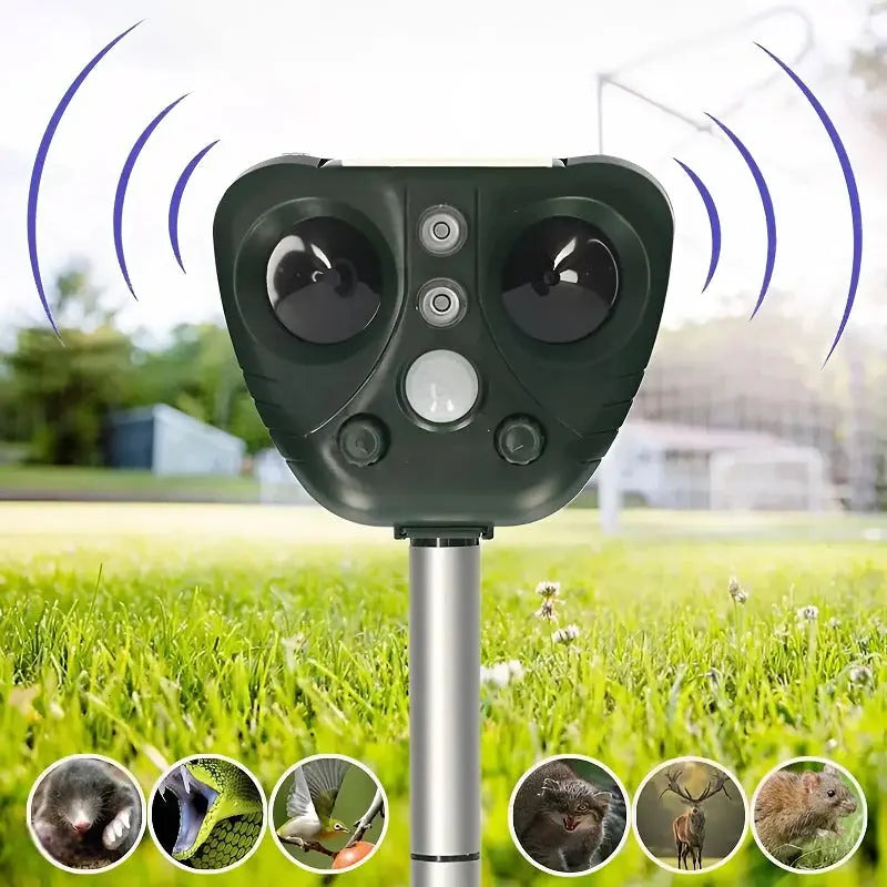 Ultrasonic Bird Deterrent with Solar Charging and USB Backup, 30-Foot Range Veldora