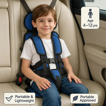Portable Travel Car Seat with Five-Point Harness and Foldable Lightweight Design, Ages 1-14 Veldora