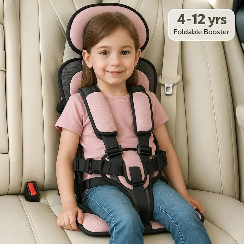 Portable Travel Car Seat with Five-Point Harness and Foldable Lightweight Design, Ages 1-14 Veldora