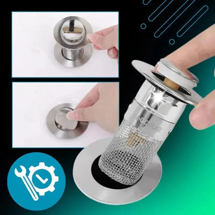 Sink Stopper with Dual Silicone Seal and Pop-Up One-Touch Operation, Built-In Strainer Veldora