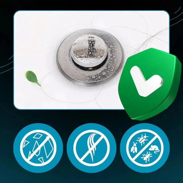 Sink Stopper with Dual Silicone Seal and Pop-Up One-Touch Operation, Built-In Strainer Veldora
