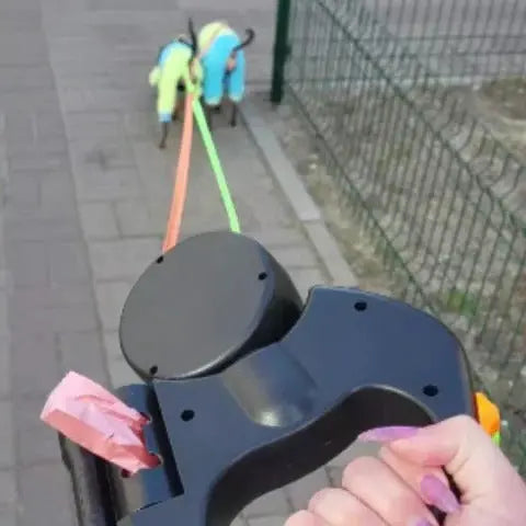 Retractable Dog Leash with LED Light and 360° Swivel, Dual Tangle-Resistant Design Veldora