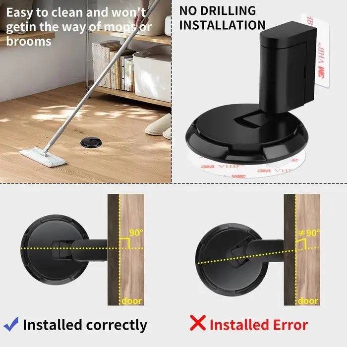 Adjustable Door Stop with Locking Grip and Adhesive or Screw Mount, Fits 0.98in Gaps Veldora