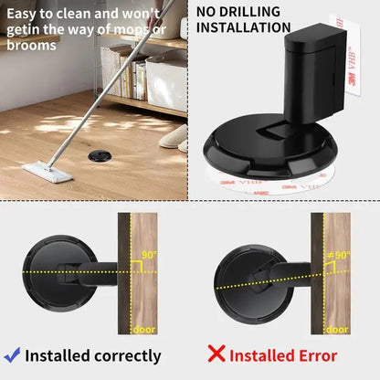 Adjustable Door Stop with Locking Grip and Adhesive or Screw Mount, Fits 0.98in Gaps Veldora