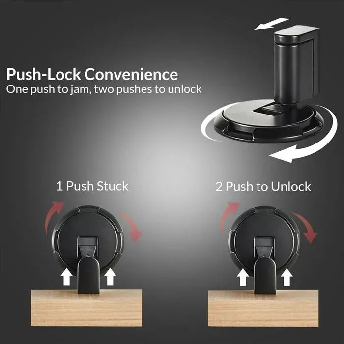Adjustable Door Stop with Locking Grip and Adhesive or Screw Mount, Fits 0.98in Gaps Veldora