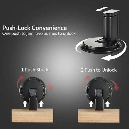 Adjustable Door Stop with Locking Grip and Adhesive or Screw Mount, Fits 0.98in Gaps Veldora
