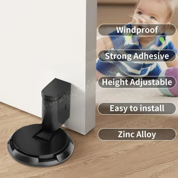 Adjustable Door Stop with Locking Grip and Adhesive or Screw Mount, Fits 0.98in Gaps Veldora
