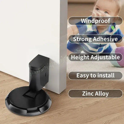 Adjustable Door Stop with Locking Grip and Adhesive or Screw Mount, Fits 0.98in Gaps Veldora