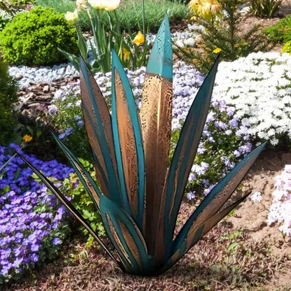 Metal Agave Sculpture with Rustic Finish and Weatherproof Coating, Indoor Outdoor Accent Veldora