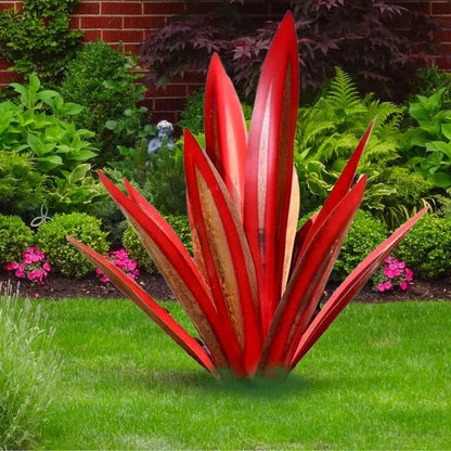 Metal Agave Sculpture with Rustic Finish and Weatherproof Coating, Indoor Outdoor Accent Veldora