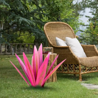 Metal Agave Sculpture with Rustic Finish and Weatherproof Coating, Indoor Outdoor Accent Veldora