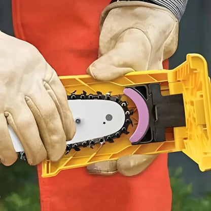 Chainsaw Sharpener with Guided Stone and Adjustable Locating Pin for Two-Hole Bars Veldora