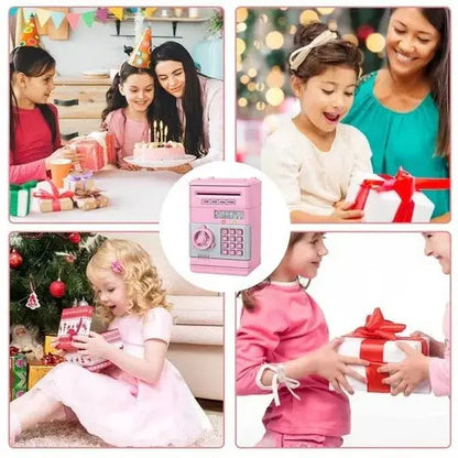 Electronic Piggy Bank for Kids with Dual Lock and LED Display, Bill Intake, Coin Slot Veldora