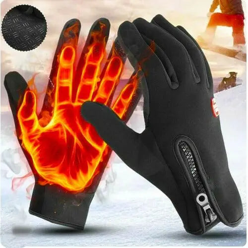 Touchscreen Winter Gloves with Full Palm Conductive Grip and Zippered Cuff, Wind-Resistant Veldora