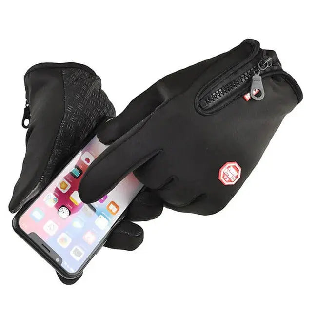 Touchscreen Winter Gloves with Full Palm Conductive Grip and Zippered Cuff, Wind-Resistant Veldora