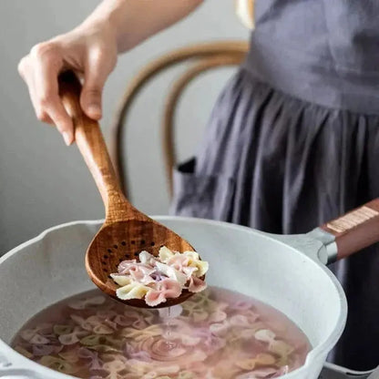 Teak Kitchen Utensil Set with Food-Safe Polish and Ergonomic Handles for Nonstick Cookware Veldora