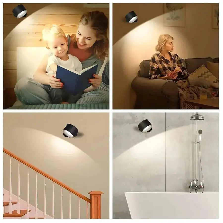 Magnetic Rechargeable Wall Light with 360-Degree Rotation and Touch Controls, USB-C Veldora
