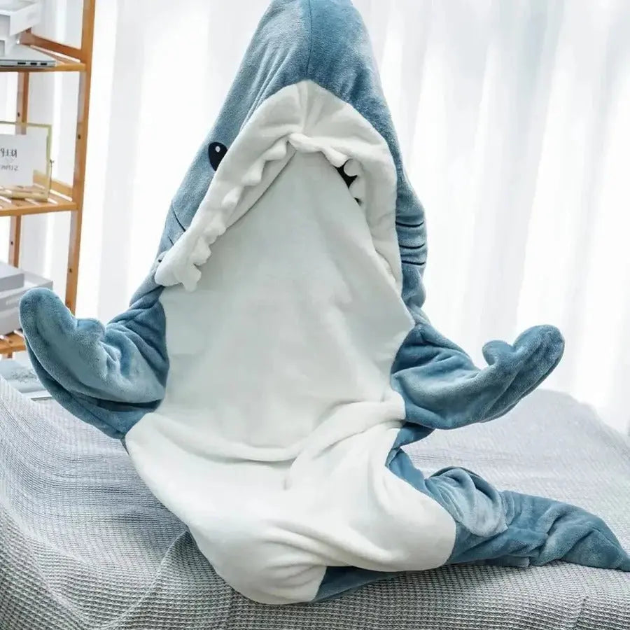 Shark Hoodie Blanket with Plush Flannelette, Roomy Fit and Full Leg Coverage Veldora