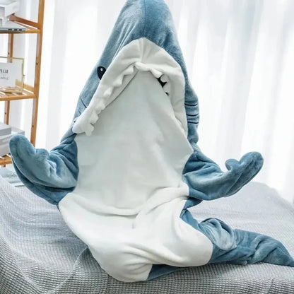 Shark Hoodie Blanket with Plush Flannelette, Roomy Fit and Full Leg Coverage Veldora