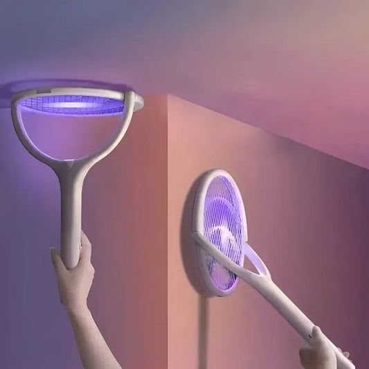 Electric Bug Zapper Racket with USB-C Fast Charging and Adjustable Head, Includes Stand Veldora