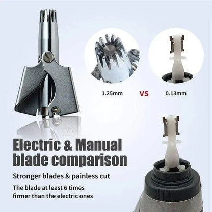 Nose Hair Trimmer with Rounded Safety Blade and Ergonomic Handle, Compact Stainless Steel Veldora