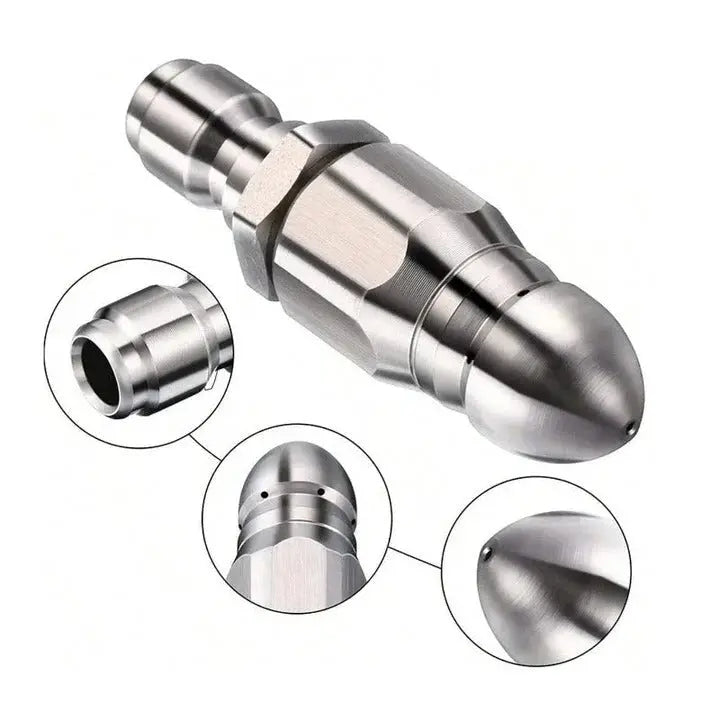 Sewer Jetter Nozzle with Pointed Tip and Stainless Steel, for Pipe Cleaning Veldora