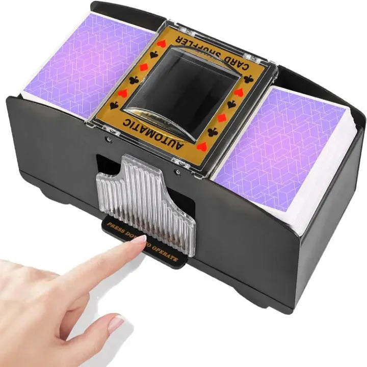 Battery-Powered Card Shuffler with Dual-Deck Capacity and Button Operation Veldora