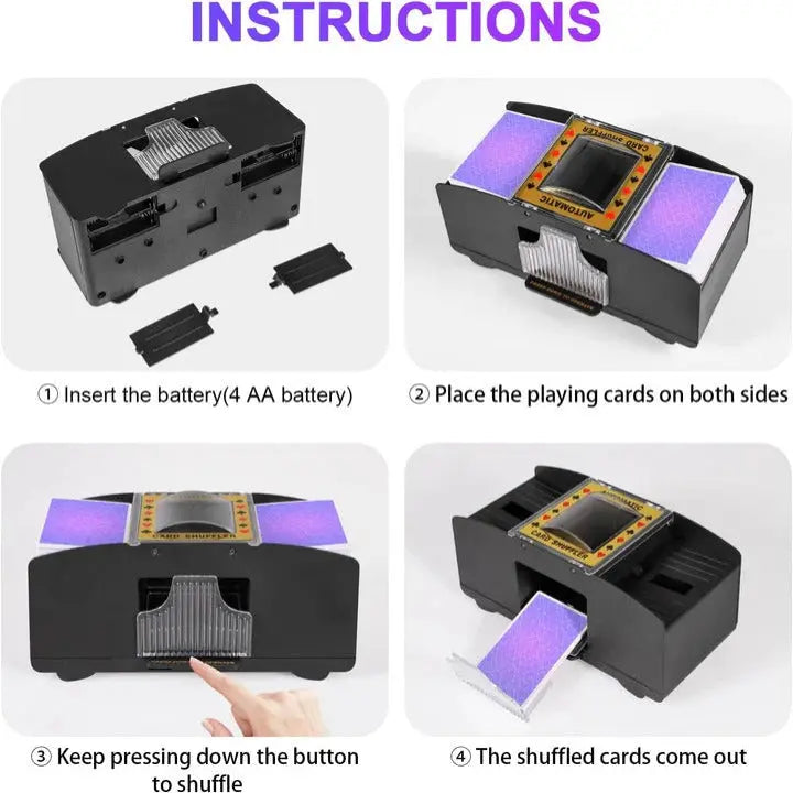 Battery-Powered Card Shuffler with Dual-Deck Capacity and Button Operation Veldora