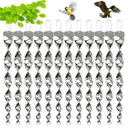 Reflective Bird Deterrent with Wind-Spinning Spiral Rod and Hanging Rope, Outdoor Pack Veldora