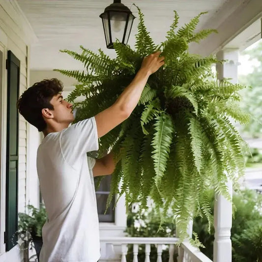 Artificial Boston Fern with 18 Full Fronds and UV-Stable Weather-Resistant, Washable Veldora