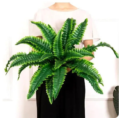Artificial Boston Fern with 18 Full Fronds and UV-Stable Weather-Resistant, Washable Veldora