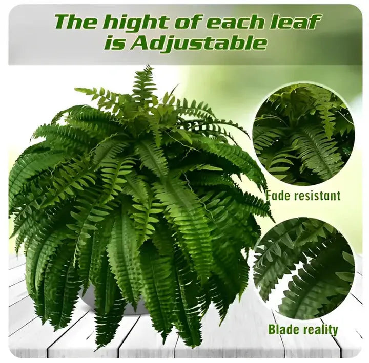 Artificial Boston Fern with 18 Full Fronds and UV-Stable Weather-Resistant, Washable Veldora