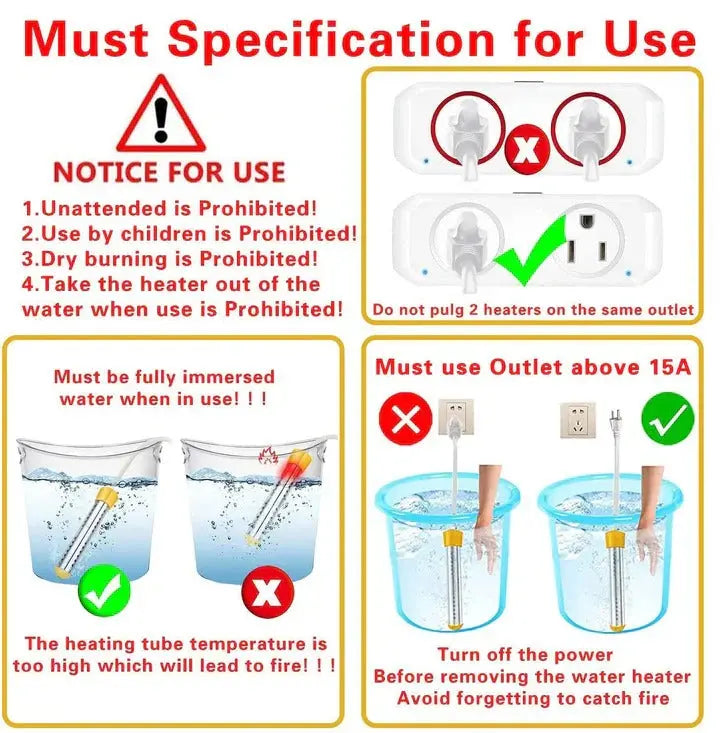 Electric Immersion Heater with Insulated Handle and Safety Guard, Portable 220V Veldora
