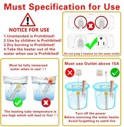 Electric Immersion Heater with Insulated Handle and Safety Guard, Portable 220V Veldora