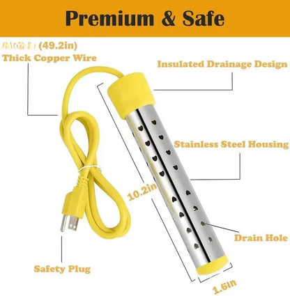 Electric Immersion Heater with Insulated Handle and Safety Guard, Portable 220V Veldora