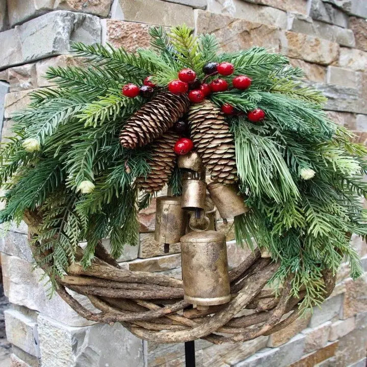 Christmas Wreath with Handcrafted Vine Base and Dried Pinecone Accents, 17 Inch Veldora