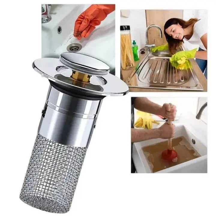 Sink Stopper with Dual Silicone Seal and Pop-Up One-Touch Operation, Built-In Strainer Veldora
